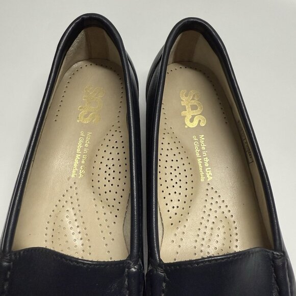SAS Shoes Slip On Loafer Womans Size 6M Navy Leather Tripad Comfort Foot Bed - Picture 9 of 12